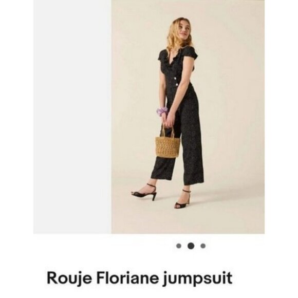 💕ROUJE💕 Floriane Jumpsuit ~ Black Polka Dot Print FR 40 = US 8 - Picture 7 of 16